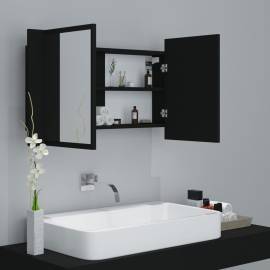 Dulap de baie cu oglindă și led, negru, 80x12x45 cm, 6 image