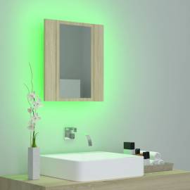 Dulap de baie cu oglindă și led, stejar sonoma, 40x12x45 cm, 5 image