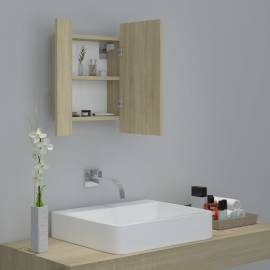 Dulap de baie cu oglindă și led, stejar sonoma, 40x12x45 cm, 6 image