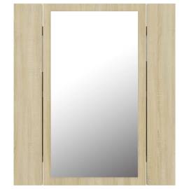 Dulap de baie cu oglindă și led, stejar sonoma, 40x12x45 cm, 9 image