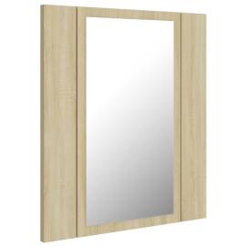 Dulap de baie cu oglindă și led, stejar sonoma, 40x12x45 cm, 8 image