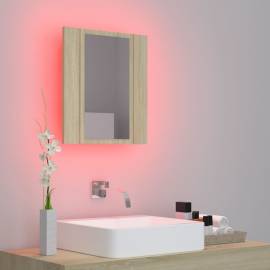 Dulap de baie cu oglindă și led, stejar sonoma, 40x12x45 cm, 4 image