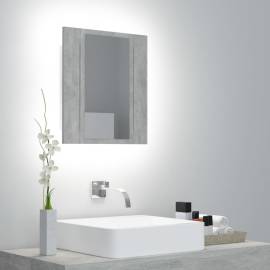Dulap de baie cu oglindă & led, gri beton, 40x12x45 cm