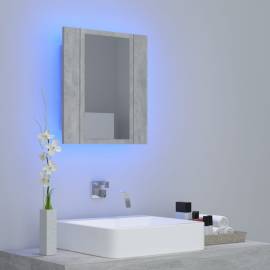 Dulap de baie cu oglindă & led, gri beton, 40x12x45 cm, 3 image