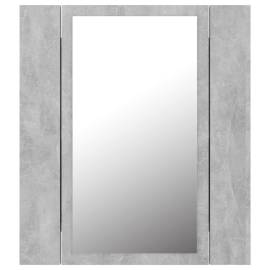 Dulap de baie cu oglindă & led, gri beton, 40x12x45 cm, 9 image