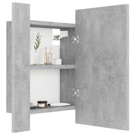 Dulap de baie cu oglindă & led, gri beton, 40x12x45 cm, 7 image