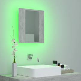 Dulap de baie cu oglindă & led, gri beton, 40x12x45 cm, 4 image