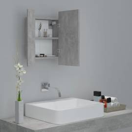 Dulap de baie cu oglindă & led, gri beton, 40x12x45 cm, 6 image
