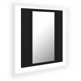 Dulap de baie cu oglindă & led, negru, 40x12x45 cm, 2 image