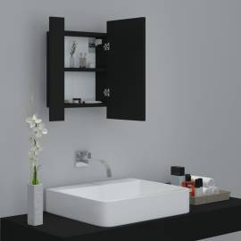 Dulap de baie cu oglindă & led, negru, 40x12x45 cm, 6 image