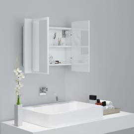 Dulap de baie cu oglindă/led, alb extralucios, 60x12x45 cm, 6 image