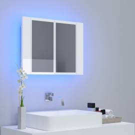 Dulap de baie cu oglindă/led, alb extralucios, 60x12x45 cm, 3 image