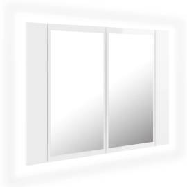 Dulap de baie cu oglindă/led, alb extralucios, 60x12x45 cm, 2 image
