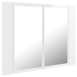 Dulap de baie cu oglindă/led, alb extralucios, 60x12x45 cm, 8 image