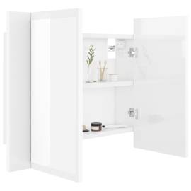 Dulap de baie cu oglindă/led, alb extralucios, 60x12x45 cm, 7 image