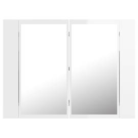 Dulap de baie cu oglindă/led, alb extralucios, 60x12x45 cm, 9 image