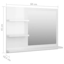 Oglindă de baie, alb extralucios, 60 x 10,5 x 45 cm, pal, 7 image