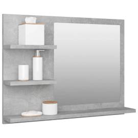 Oglindă de baie, gri beton, 60x10,5x45 cm, pal, 3 image