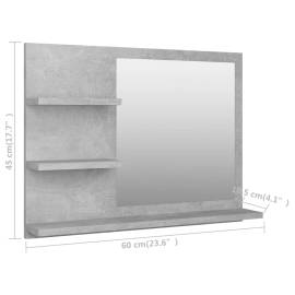 Oglindă de baie, gri beton, 60x10,5x45 cm, pal, 7 image