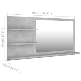 Oglindă de baie, gri beton, 90 x 10,5 x 45 cm, pal, 7 image