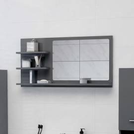 Oglindă de baie, gri extralucios, 90 x 10,5 x 45 cm, pal
