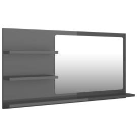 Oglindă de baie, gri extralucios, 90 x 10,5 x 45 cm, pal, 2 image