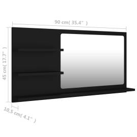 Oglindă de baie, negru, 90 x 10,5 x 45 cm, pal, 7 image