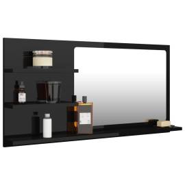 Oglindă de baie, negru extralucios , 90x10,5x45 cm, pal, 3 image