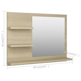Oglindă de baie, stejar sonoma, 60 x 10,5 x 45 cm, pal, 7 image