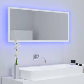 Oglindă de baie cu led, alb, 100x8,5x37 cm, pal, 3 image