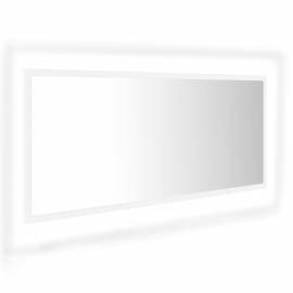 Oglindă de baie cu led, alb, 100x8,5x37 cm, pal, 2 image
