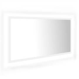 Oglindă de baie cu led, alb, 90x8,5x37 cm, pal, 2 image