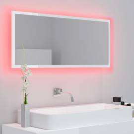 Oglindă de baie cu led, alb extralucios, 100x8,5x37 cm, pal, 5 image