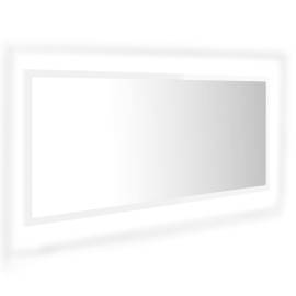 Oglindă de baie cu led, alb extralucios, 100x8,5x37 cm, pal, 2 image