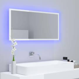Oglindă de baie cu led, alb extralucios, 90x8,5x37 cm, pal, 5 image