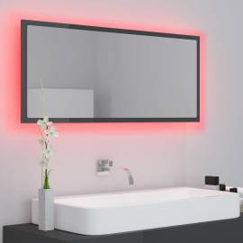 Oglindă de baie cu led, gri extralucios, 100x8,5x37 cm, pal, 5 image