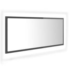 Oglindă de baie cu led, gri extralucios, 100x8,5x37 cm, pal, 2 image