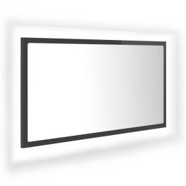 Oglindă de baie cu led, gri extralucios, 80x8,5x37 cm, pal, 2 image
