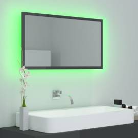 Oglindă de baie cu led, gri extralucios, 80x8,5x37 cm, pal, 4 image