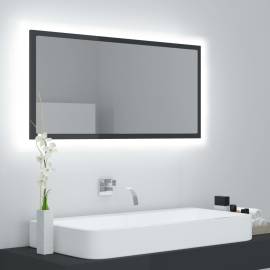 Oglindă de baie cu led, gri extralucios, 90x8,5x37 cm, pal