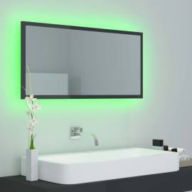Oglindă de baie cu led, gri extralucios, 90x8,5x37 cm, pal, 4 image