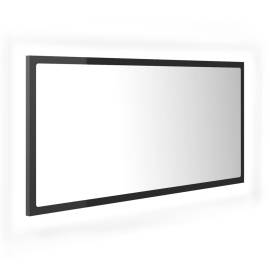 Oglindă de baie cu led, gri extralucios, 90x8,5x37 cm, pal, 2 image