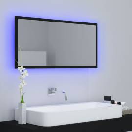 Oglindă de baie cu led, negru, 90x8,5x37 cm, pal, 5 image