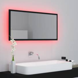 Oglindă de baie cu led, negru, 90x8,5x37 cm, pal, 3 image