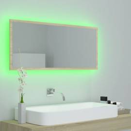 Oglindă de baie cu led, stejar sonoma, 100x8,5x37 cm, pal, 4 image