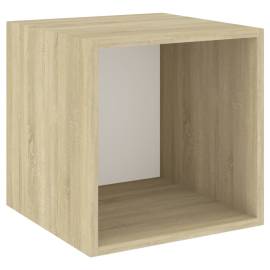 Dulapuri de perete, 4 buc., alb/stejar sonoma, 37x37x37 cm, pal, 7 image