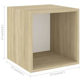 Dulapuri de perete, 4 buc., alb/stejar sonoma, 37x37x37 cm, pal, 10 image