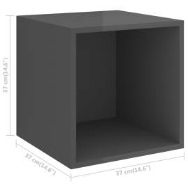 Dulapuri de perete, 4 buc., gri extralucios, 37x37x37 cm, pal, 10 image