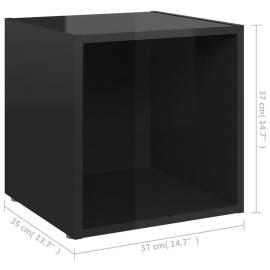 Comode tv, 2 buc., negru extralucios, 37x35x37 cm, pal, 9 image