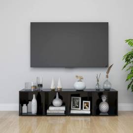 Comode tv, 2 buc., negru extralucios, 37x35x37 cm, pal, 5 image